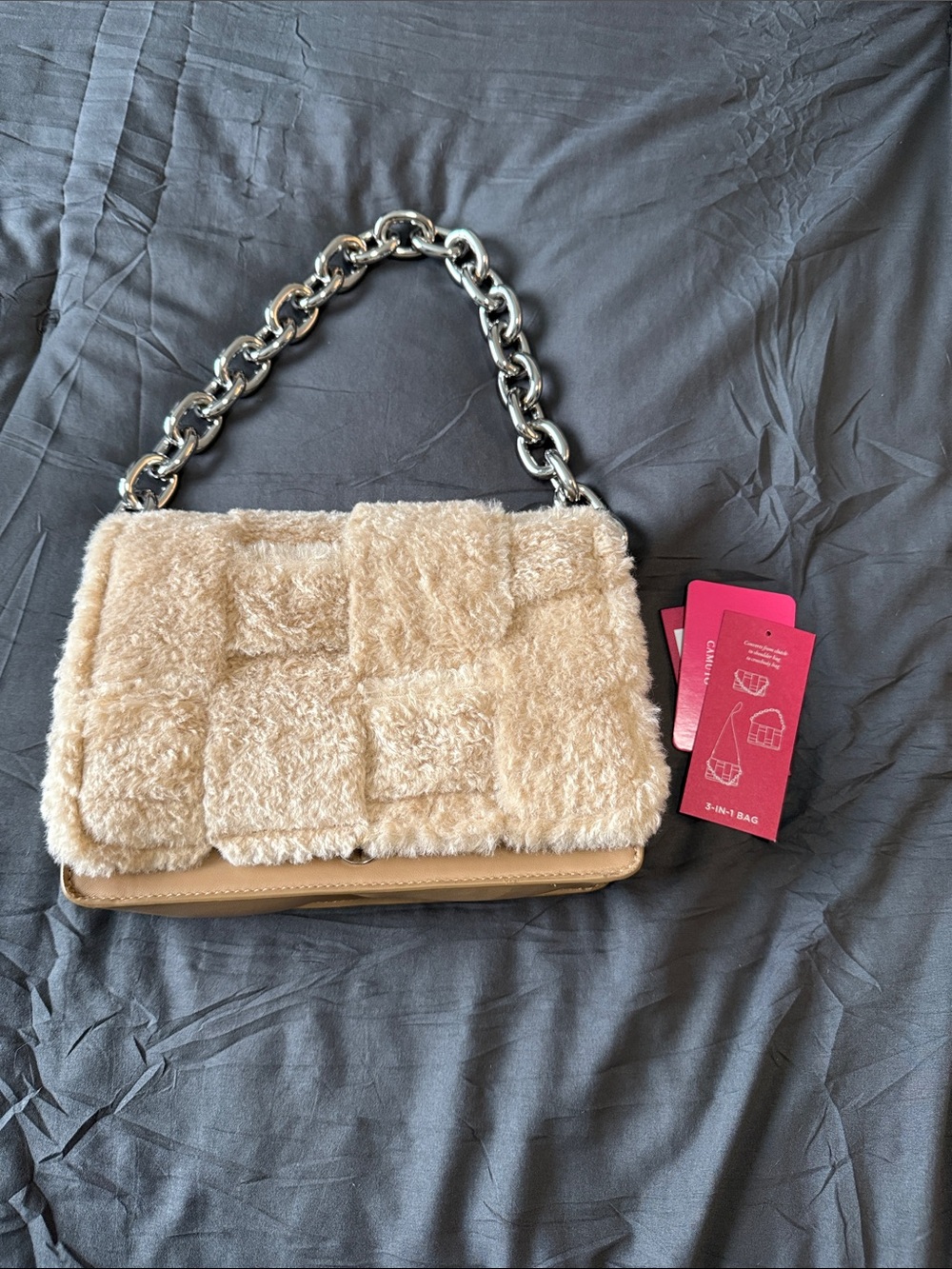 Vince Camuto Cedar Faux Shearling Shoulder Bag